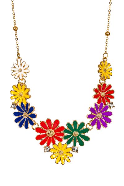 Multicolour Hippie Daisy Flower Necklace