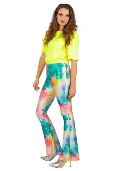 Flared colourful powder spot trousers