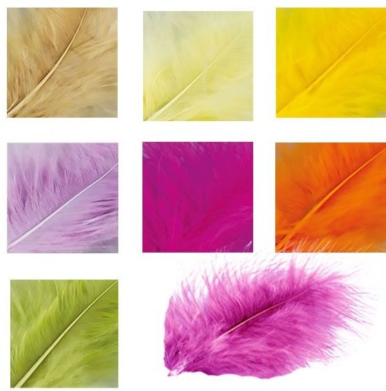 Bendable feather feathers in various colours