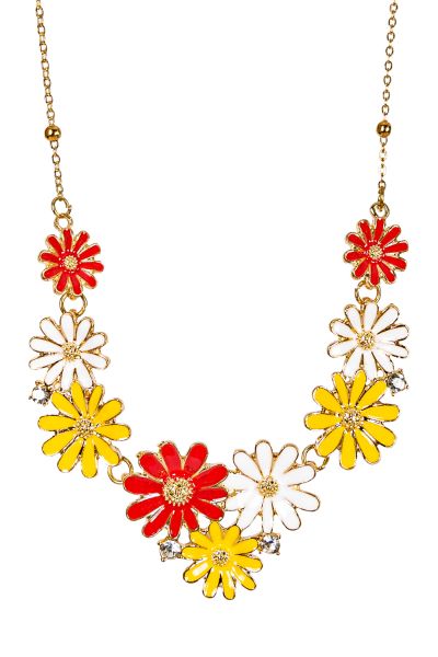 Hippie red-white-yellow Flower Necklace