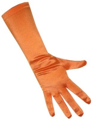 orange satin gloves