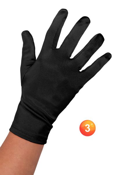 Short opera gloves black satin