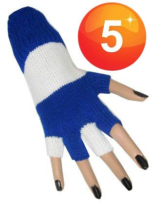 Fingerless gloves blue white striped