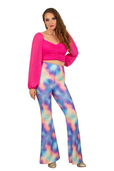 Flared colourful kaleidoscope trousers