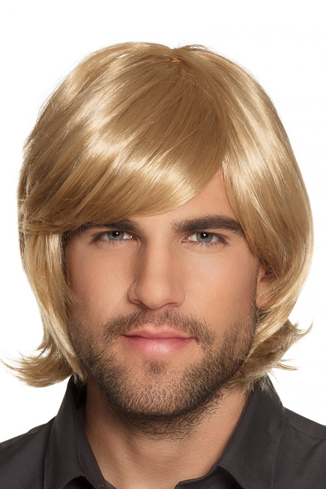 Men wig 70s 80s blond