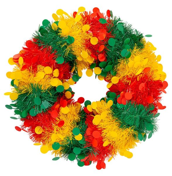 PET Door wreath confetti shreds red yellow green