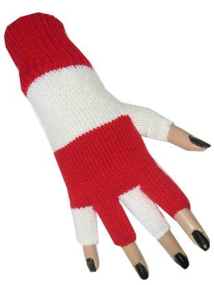 red and white striped gloves