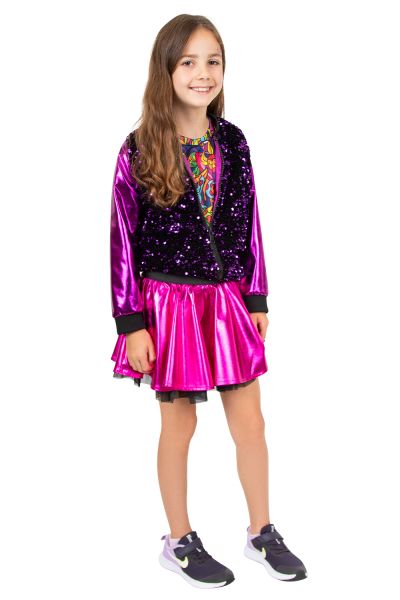 Girls Jacket sequins metallic purple